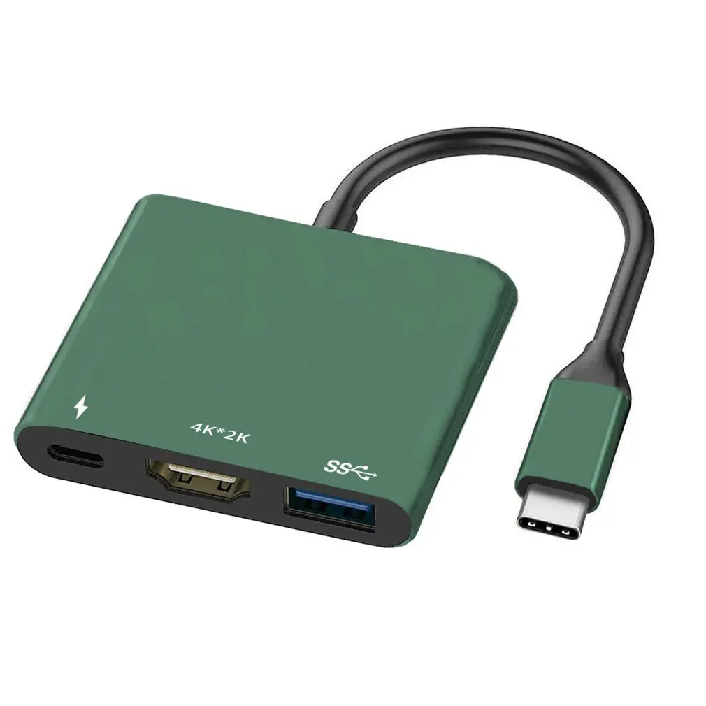 

Hub USB-C 3.1 To 4K HDMI-compatible USB-C USB 3.0 Adapter Cable 3 In 1 Hub Audio Video Charger For PC