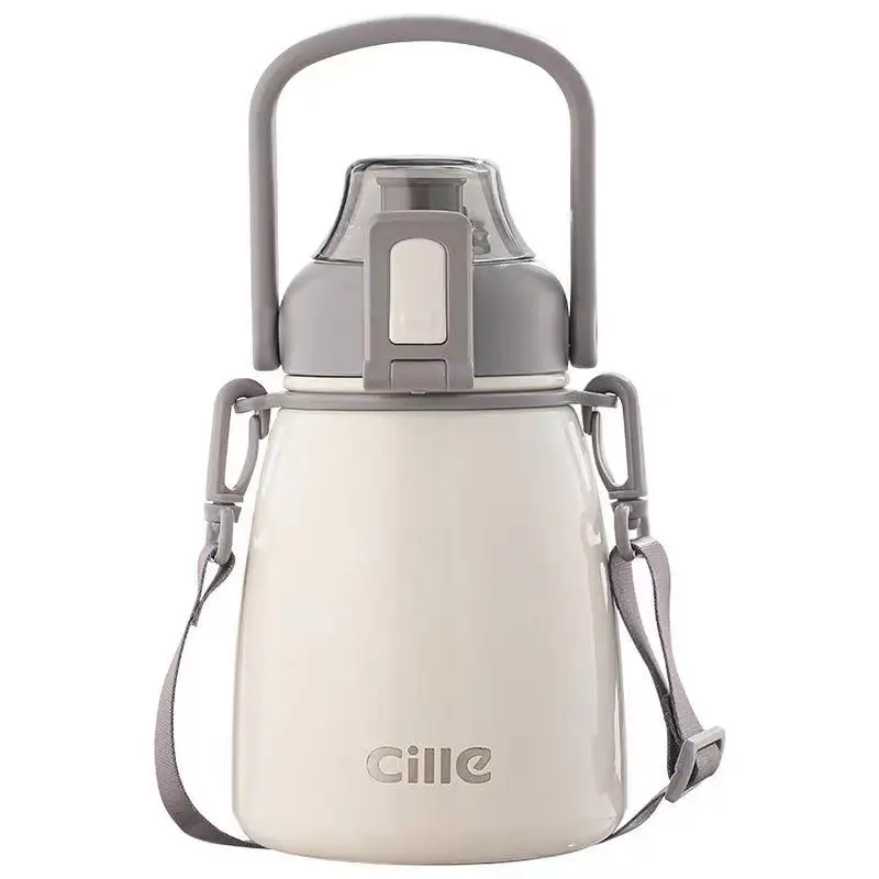 Cup Stainless Steel Strap Portable Water Cup Insulated Vacuum Large Capacity Outdoor Pipette Cup