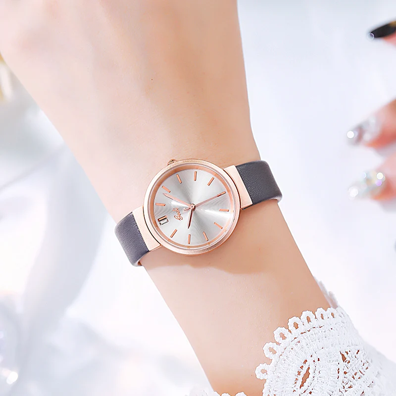 

Часы наручные женские кварцевые, роскошные брендовые, с кожаным ремешком, высококлассные водонепроницаемые классические, с круглым циферб...