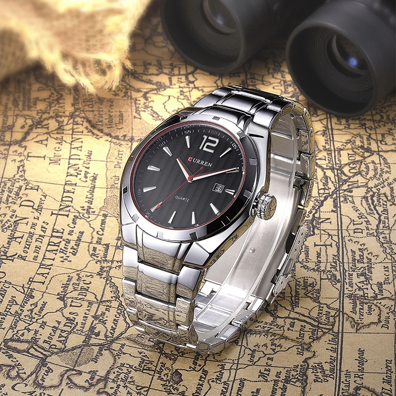 Часы наручные CURREN Мужские кварцевые модные брендовые повседневные аналоговые