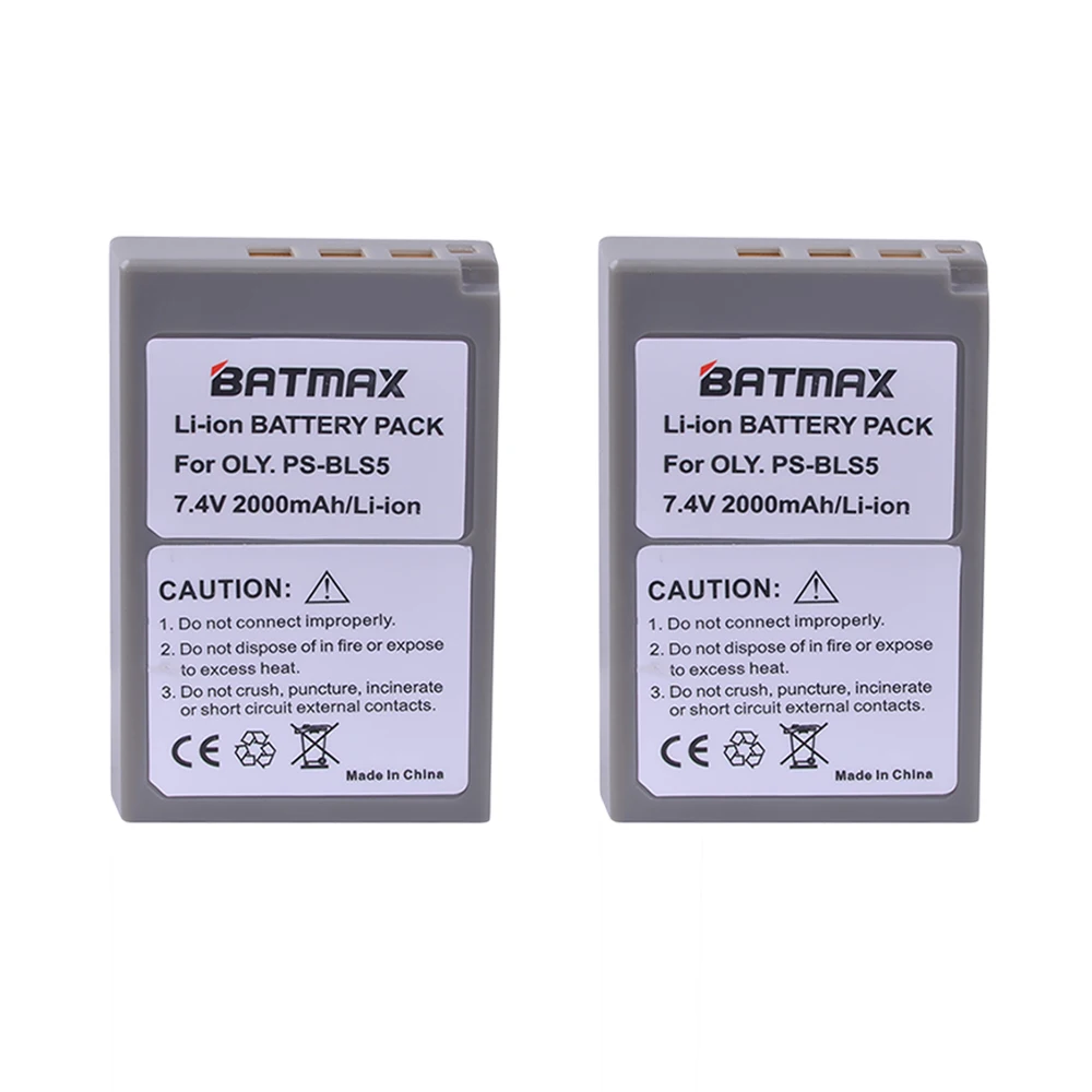 

2Pc 2000mAh PS-BLS5 BLS-5 BLS5 BLS-50 BLS50 Battery for Olympus PEN E-PL2,E-PL5,E-PL6,E-PL7,E-PM2, OM-D E-M10, E-M10 II, Stylus1