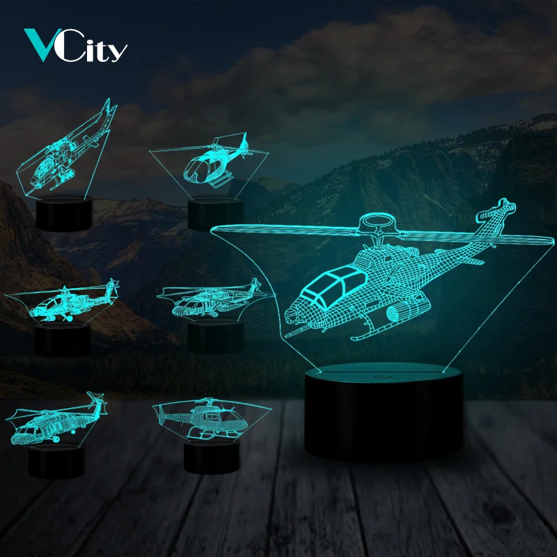 3D светильник VCity в виде самолета светодиодный ночник с USB домашний декор для