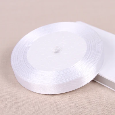 (25 ярдов/рулон) белая атласная лента с одним лицом украшение для вечеринки