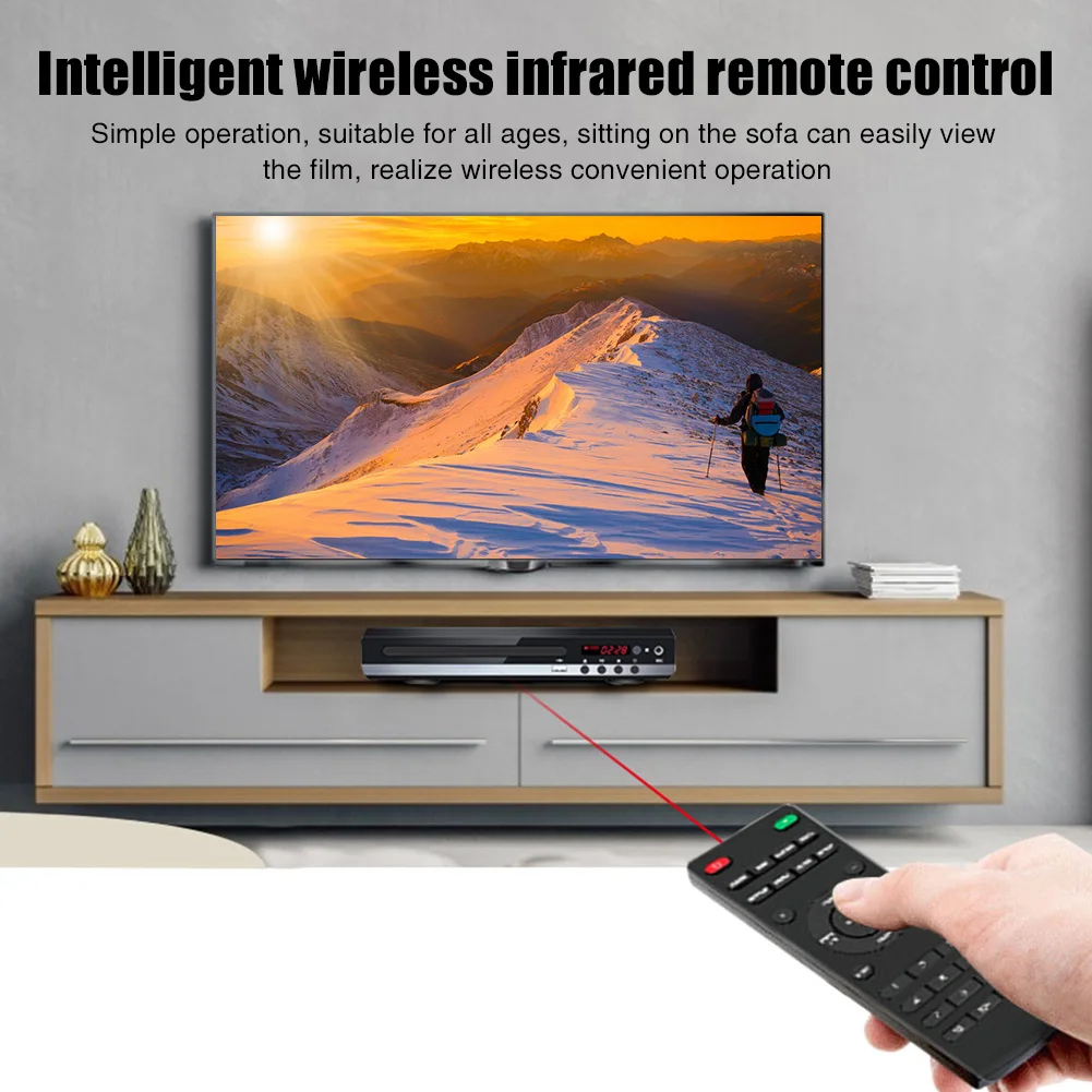 

Home Portable With Cable Remote Control Easy Install Multi Format US Plug Metal For TV DVD Player CD USB for VCD MIC Input