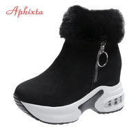 aphixta womens winter boots 2021 new plus velvet furry warm ankle boots shoes for women internal increase snow short boots