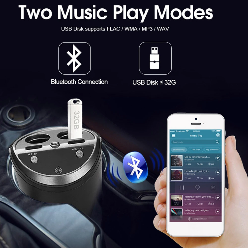 VR робот Bluetooth FM трансимтер модулятор Handsfree автомобильный комплект с подстаканником двойной прикуриватель Разветвитель USB зарядное устройство