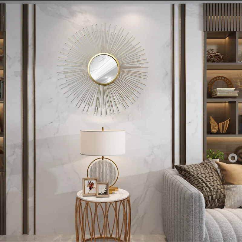 

Круглое зеркало, настенное украшение, украшение для крыльца, фоновая стена гостиной, трехмерное железное украшение для стен, подвеска