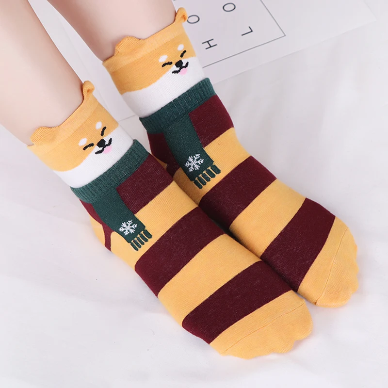 Женские носки новые милые Мультяшные животные новинка Harajuku Happy Art хлопковые