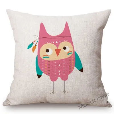 N284-15 Cute Forest Animals Owl Raccoon Fox Bear Baby Cartoon Art Sofa Throw Pillow Case Lovely Woodland Animal Children Cushion Cover - Цвет: N284-15