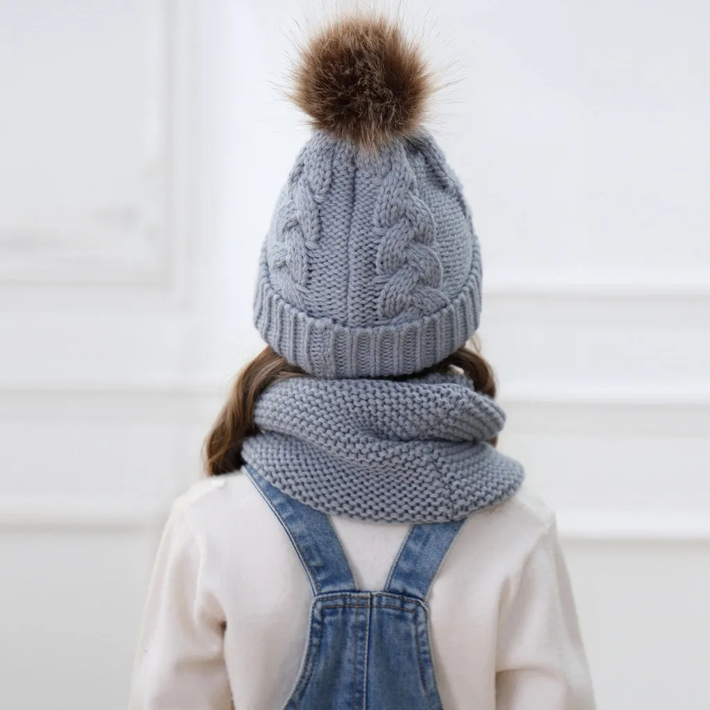 Зимняя Шапка бини детские вязаные комплекты с нагрудником шейный платок милая