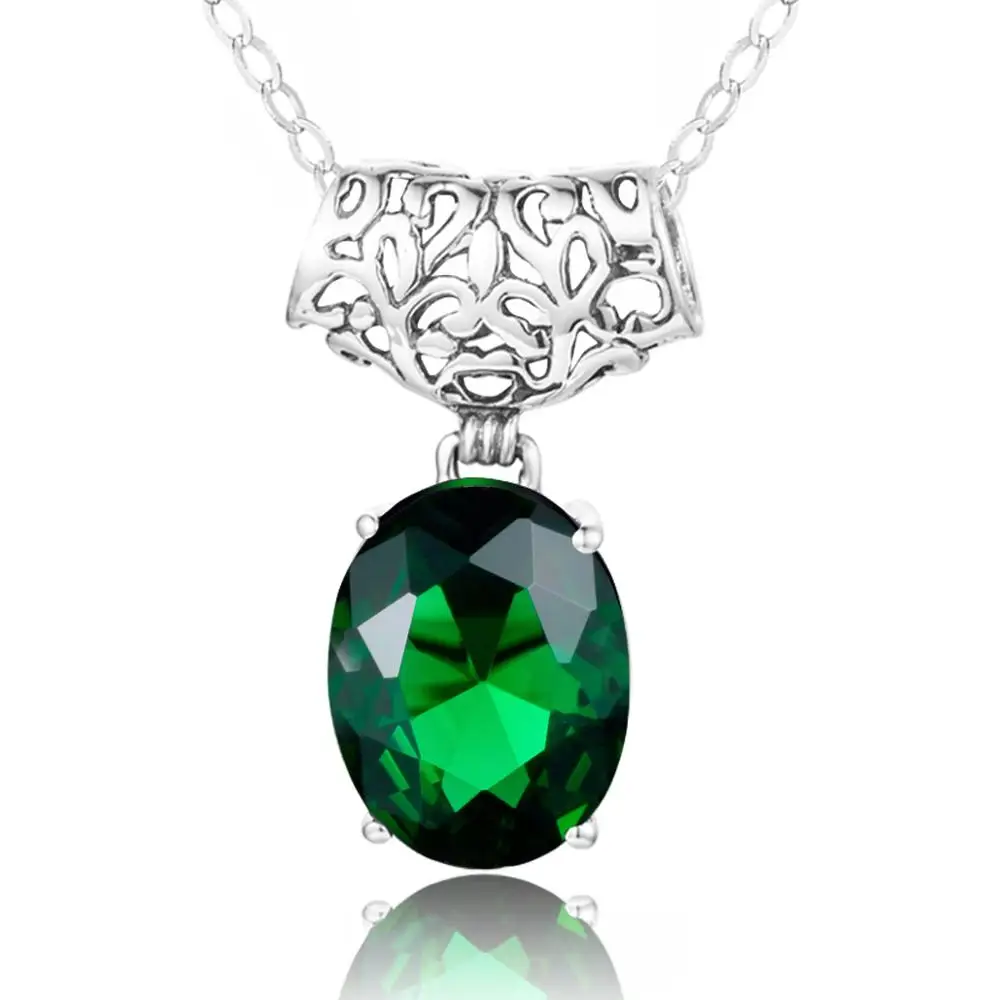 

Кулон женский из серебра 925 пробы, с зеленым изумрудом
