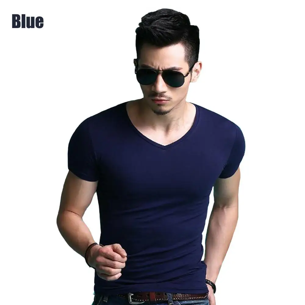 Мужская Летняя мода Slim Fit футболки мужской фитнес с короткими рукавами