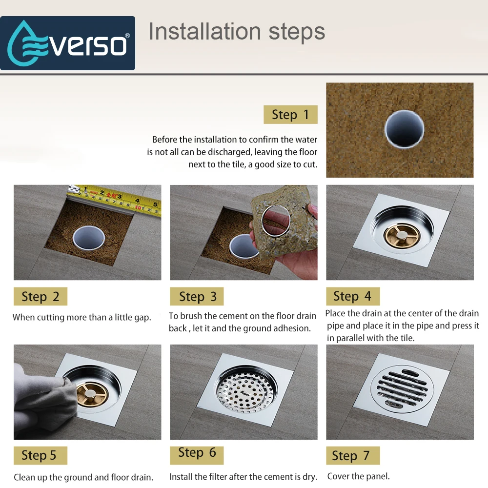 Everso Сливная крышка для пола трапезная решетка волос ванная комната невидимый