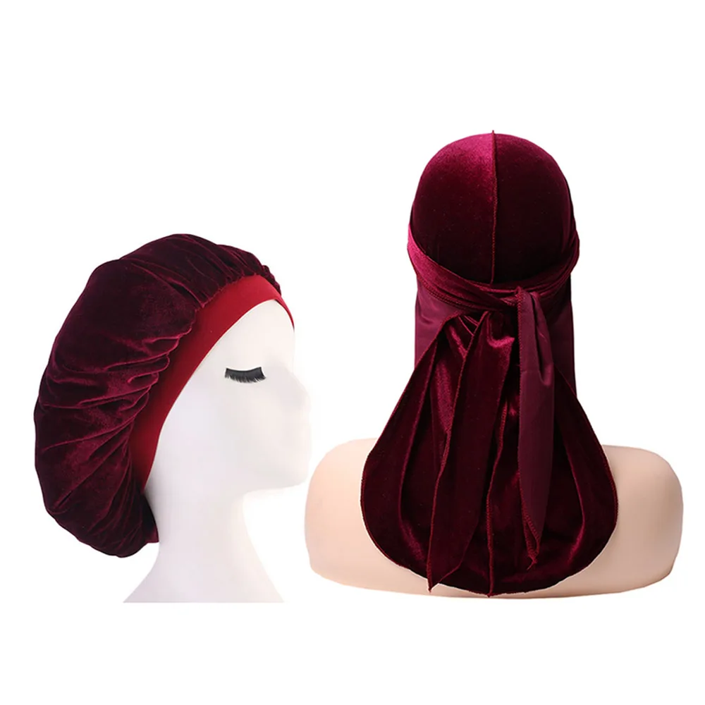 Бархатная дураг и шляпа комплект из 2 предметов женская кепка для сна Мужская