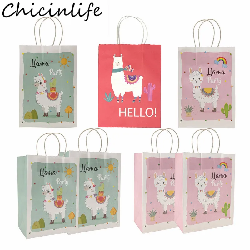 Chicinlife 5 шт. Llama крафт бумажный пакет с ручками бумажные подарочные пакеты на день