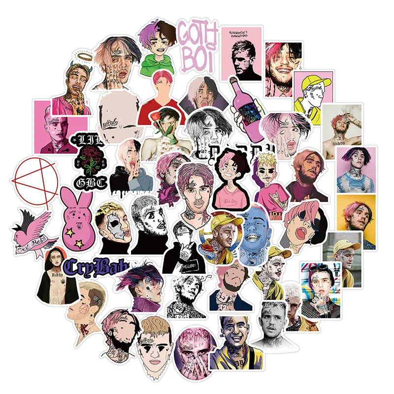 

Hip hop Singer Lil Peep Stickers Waterproof Skateboard Guitar Laptop Luggage Motorcycle Cartoon Sticker Kids Toys Removable gift