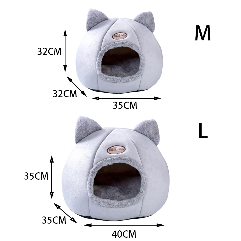 

Dogs Cats Nest with Removable Washable Cushion Pet Puppy Cat House Bed Warm Yurt Cute Cartoon Shape Cat Litter Kennel