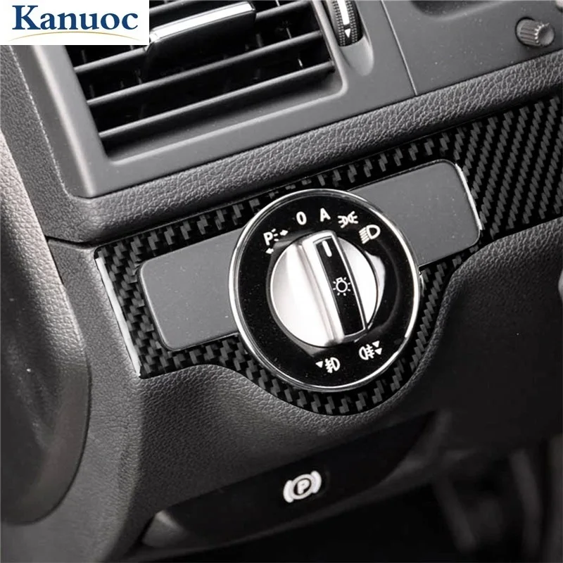 

Car Center Console Dashboard Headlight Panel Trim Decal Carbon Fiber Sticker Accessories For Mercedes Benz C W204 2007-2010