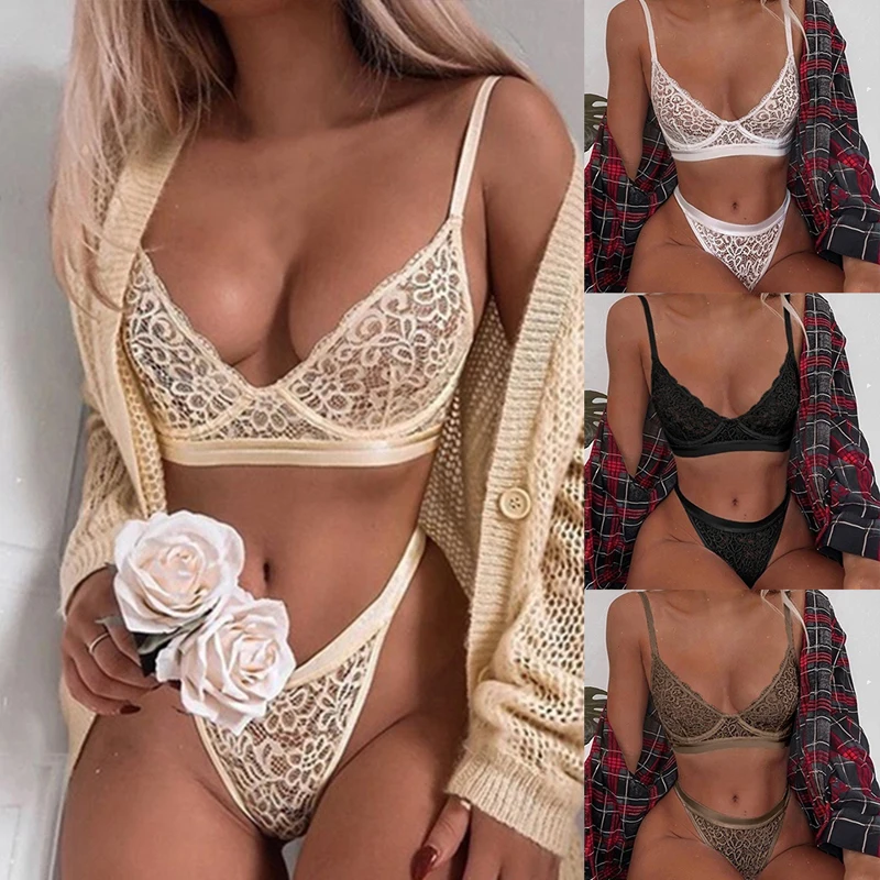 Комплект женского ультратонкого кружевного нижнего белья с вышивкой|Спортивные