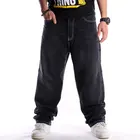 Джинсы мужские большого размера d, свободные брюки из денима с широкими штанинами, прямые брюки-багги, уличная одежда в стиле хип-хоп, брендовые черные штаны, большие размеры 30 - 46