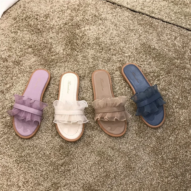 

Fashion Lace Non-slip Basic Casual Slip On Casual Dropshipping Slippers Women Shoe Fashion Flats Summer Women Slippers