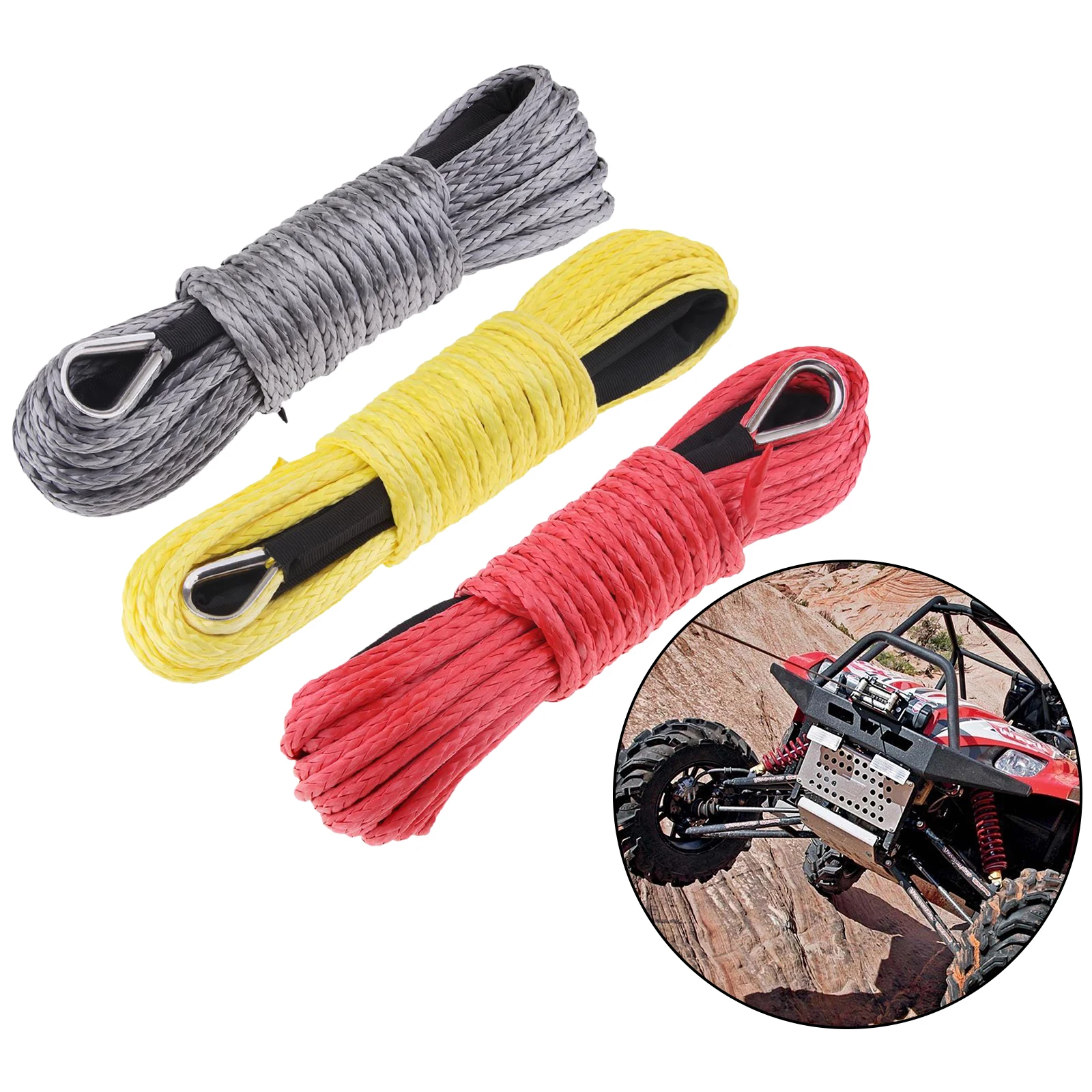 

Durable 1/4"x 50' Synthetic Winch Line Cable Rope for ATV UTV Heavy-Duty