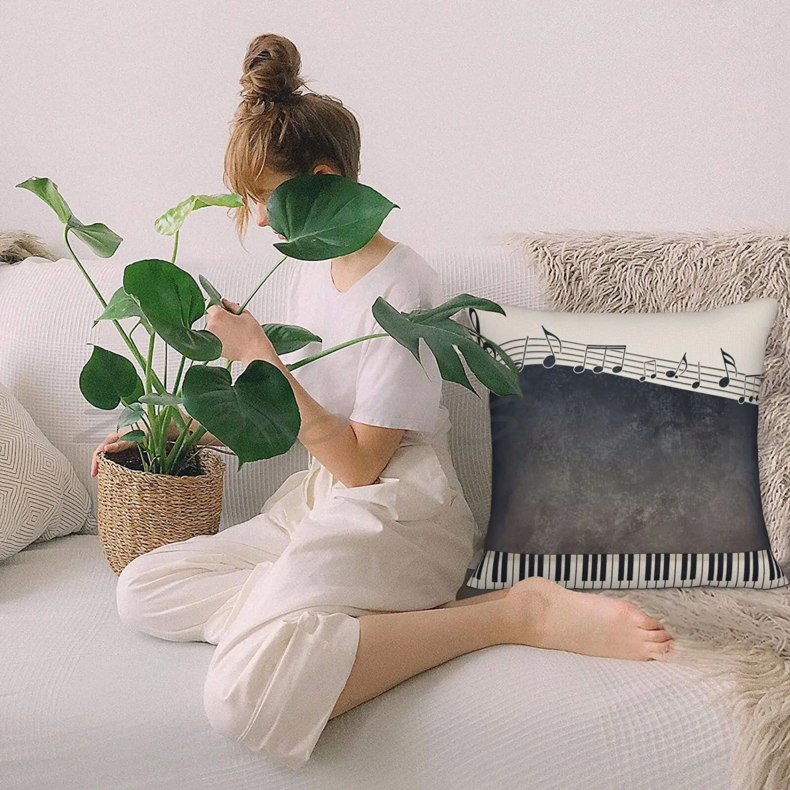 Чехол из льняной бархатной ткани с принтом пианино на заказ чехол для подушки