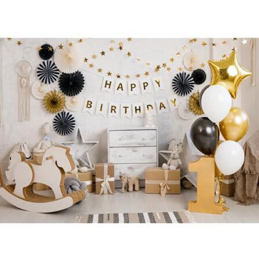 

Реквизит для фотостудии Nitree фон для фотосъемки на день рождения ребенка с изображением черно-белых шаров декорация Виниловый фон