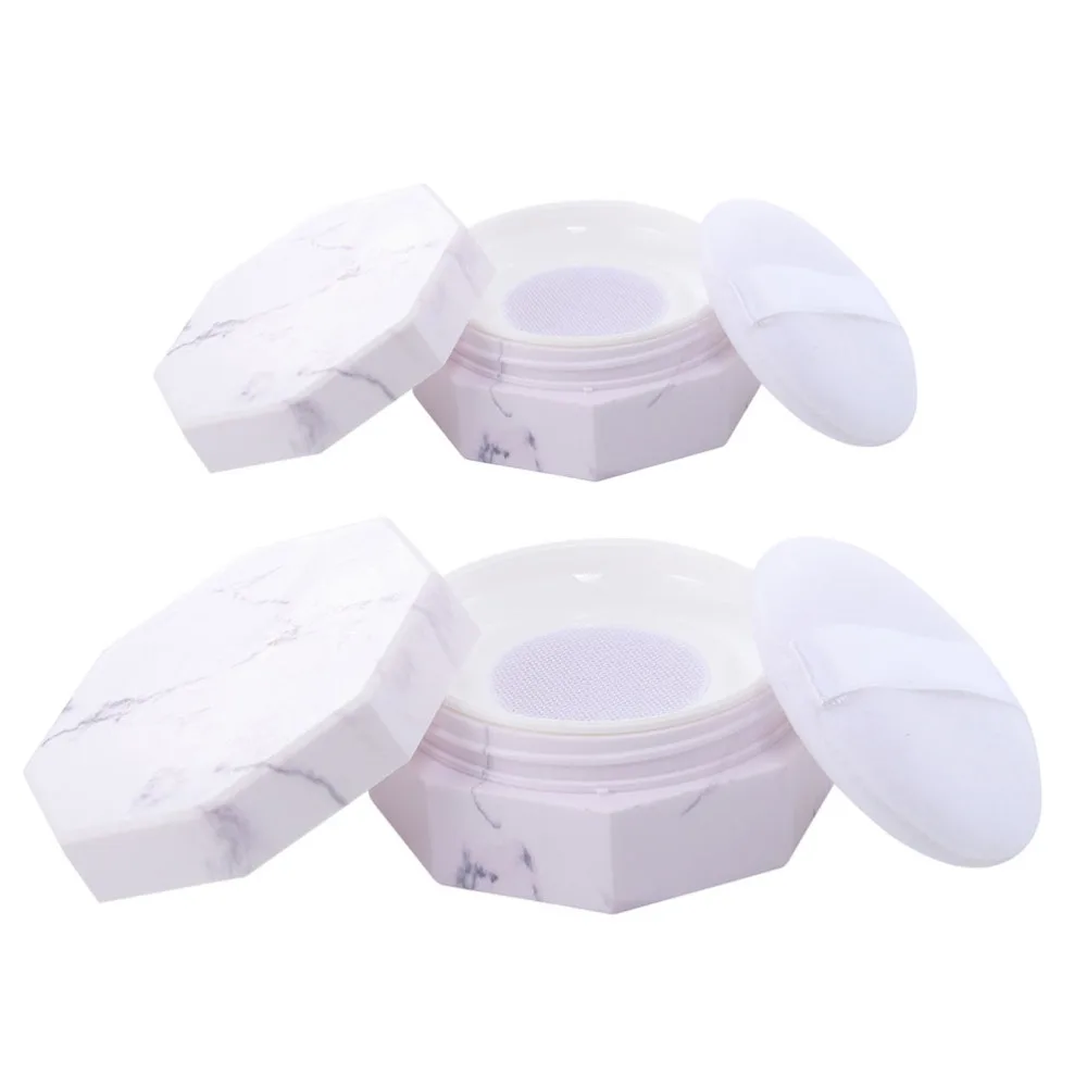 

2pcs Empty Makeup Loose Powder Container Foundation Box with 2pcs Puffs