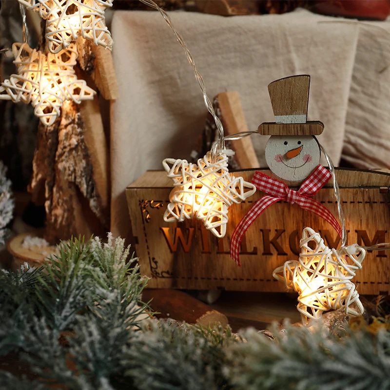 Ротанговые пятиконечные Звездные огни светодиодная гирлянда маленькие мигающие