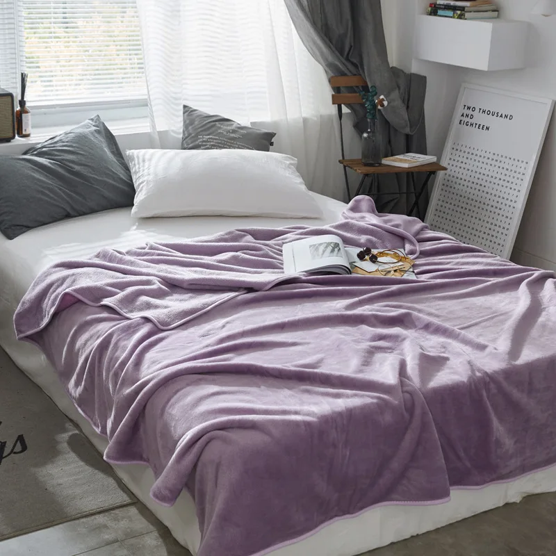 

Solid Color Flannel Blanket Super Soft Blanket Warm Winter Plush Bed Sheet Sofa Bedroom Office Blanket Decor Bed Sheet