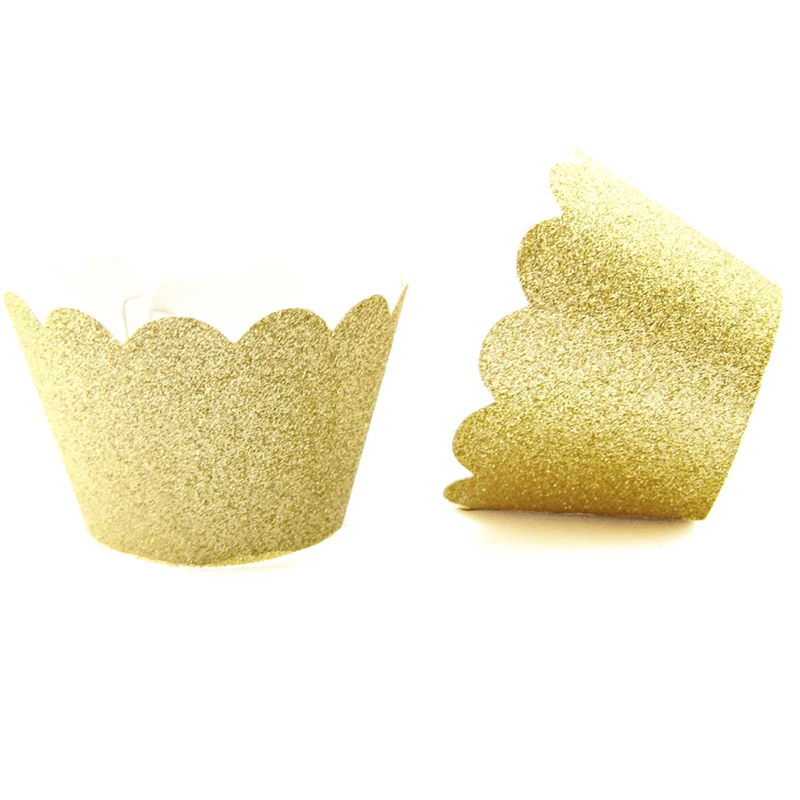 gold x12pcs 12 шт. полосатая обертка для кексов без Топпер для торта для свадьбы, дня рождения, вечеринки, конфет, украшения, цирк - Цвет: gold x12pcs