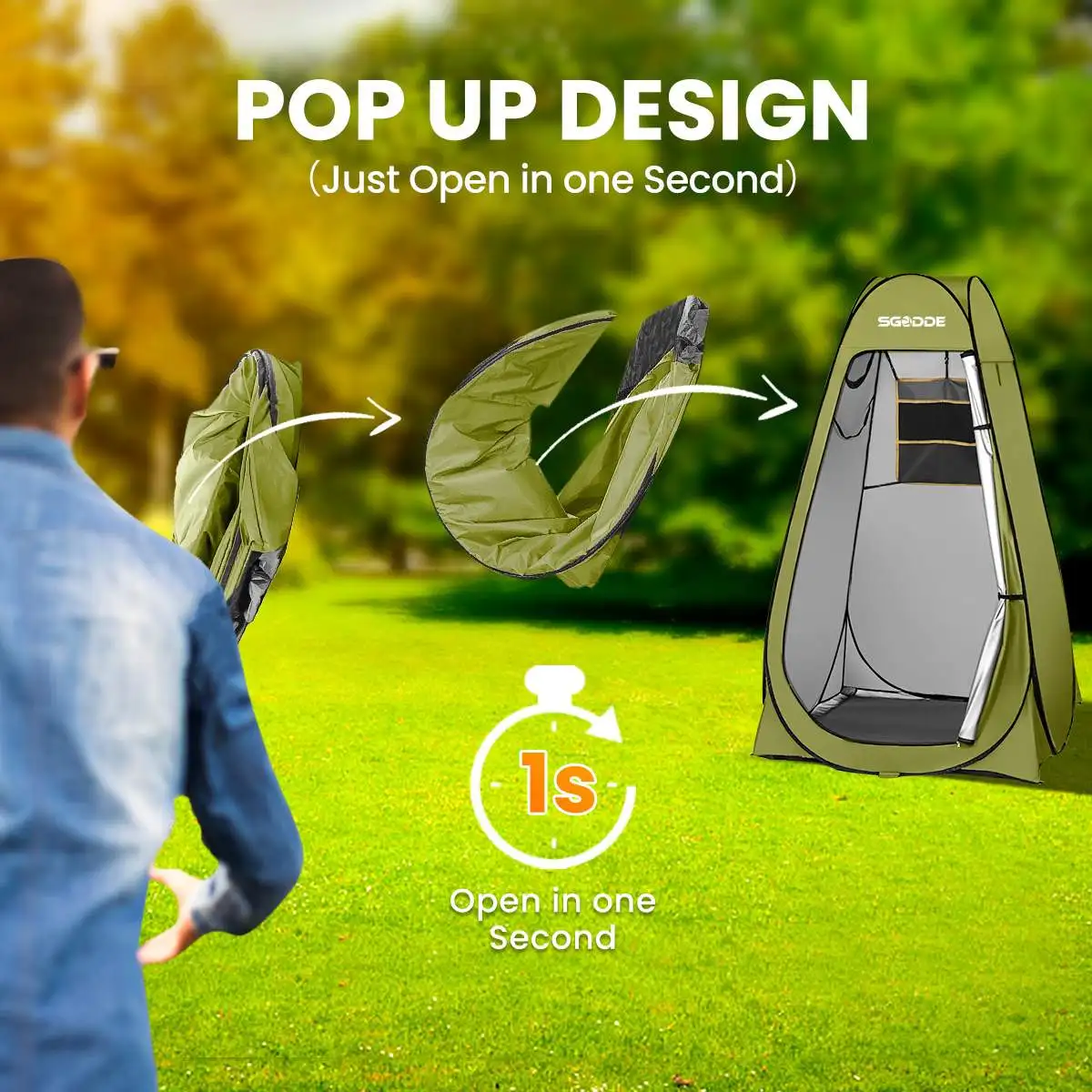 SGODDE Outdoor Camping Tent Portable Shower Bath Changing Fitting Room Rain Shelter Single Beach Privacy Toilet Tents | Спорт и