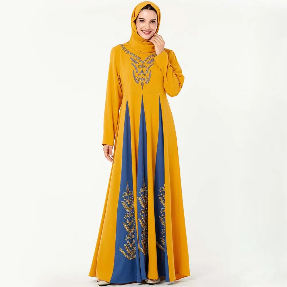 Платье макси с длинными рукавами и цветными блоками размера плюс вечернее платье