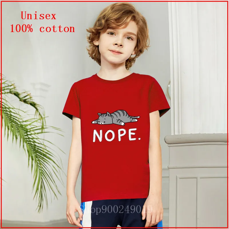 Nope Not Today/белая рубашка с рисунком кота Детская Хлопковая футболка короткими