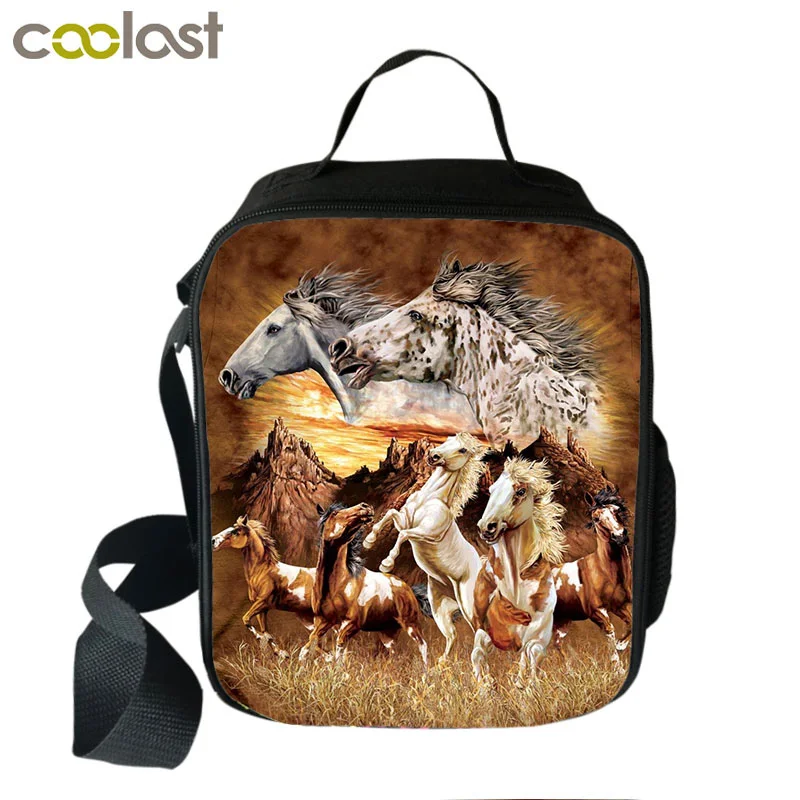 Портативная обеденная сумка с уникальным рисунком лошади термическая