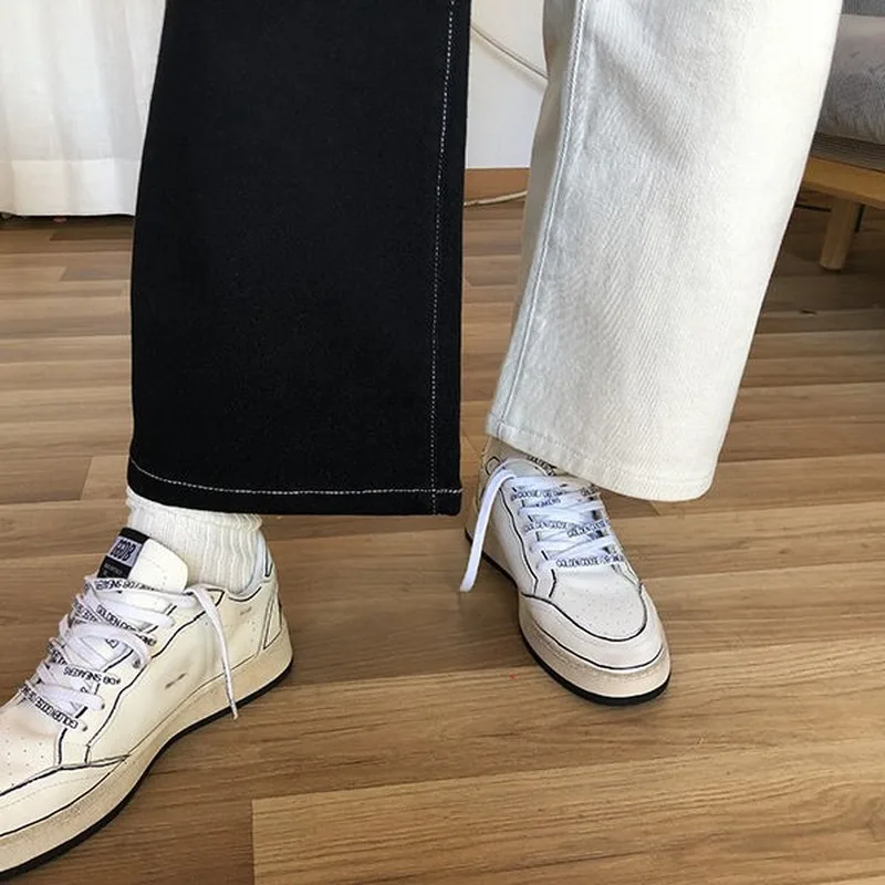 

HOUZHOU Harajuku Patchwork Wide Leg Pants Korean Style High Waist Anime Trousers Women Jeans Pants Plus SizLoose Trousers