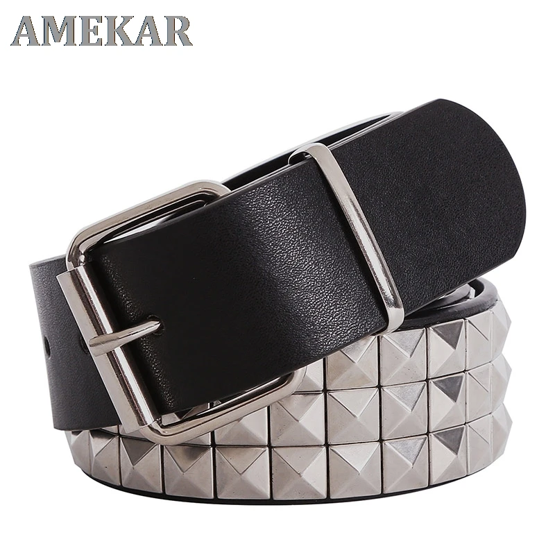 

Shiny Pyramid Fashion Rivet Belt Men&Women's Studded Belt Punk Rock With Pin Buckle Free Shipping
