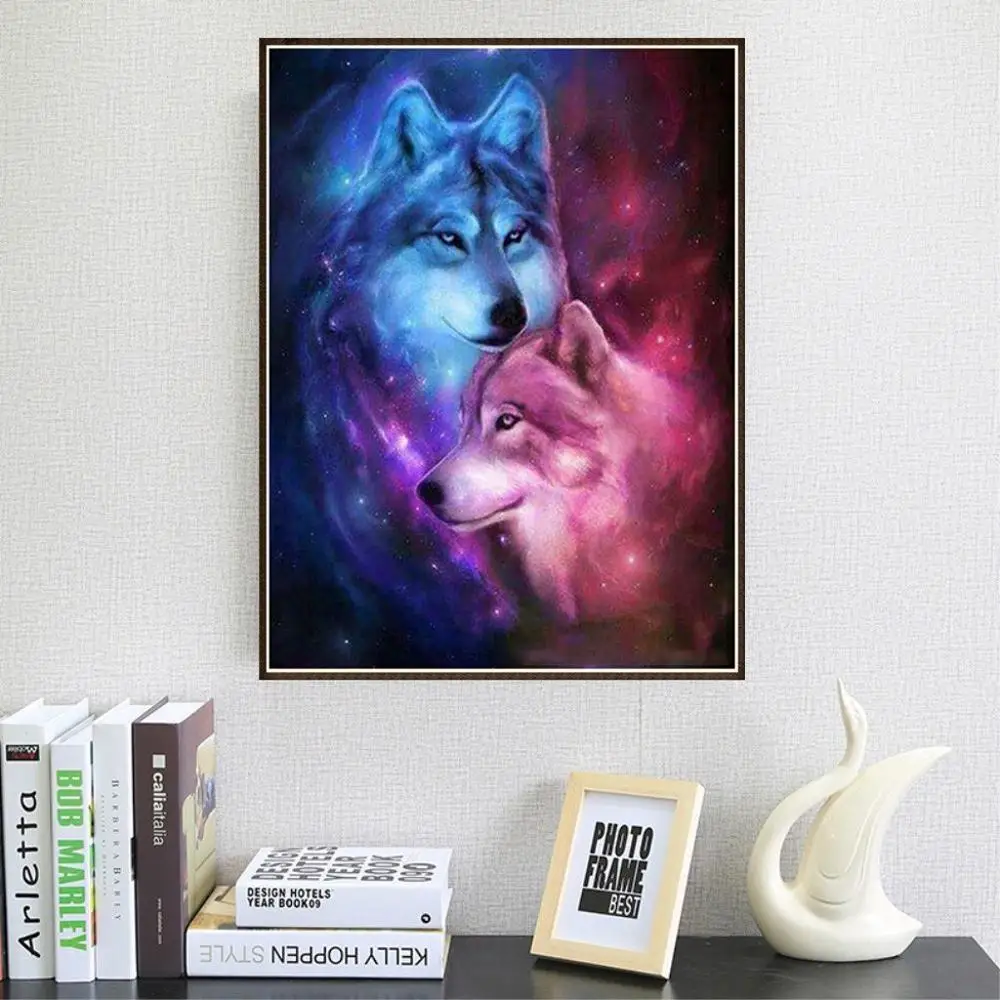 Полный квадратный круглый 5D DIY Алмазная картина любовь Волк 3D вышивка крестиком