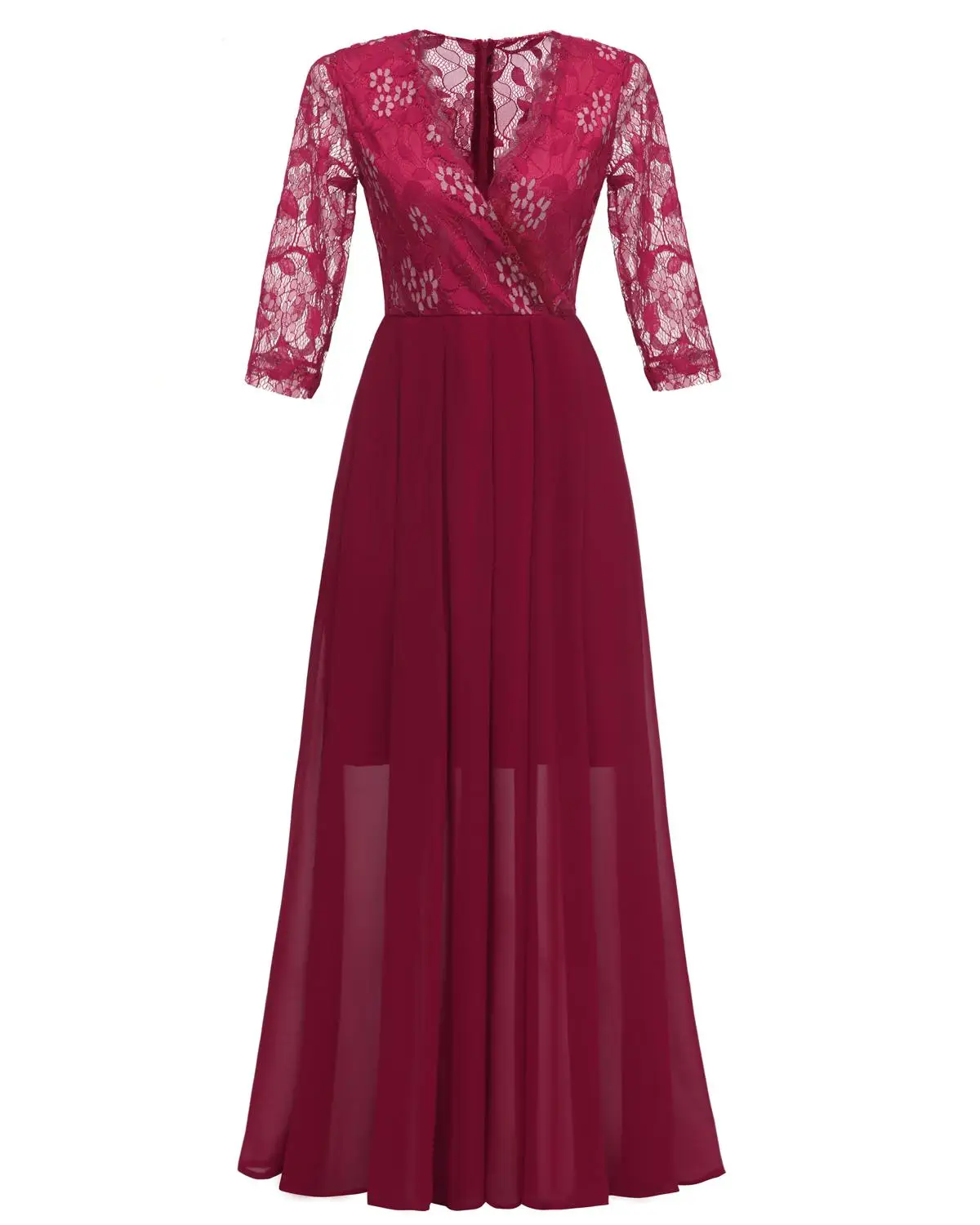 Женское кружевное шифоновое длинное платье макси с v образным вырезом для