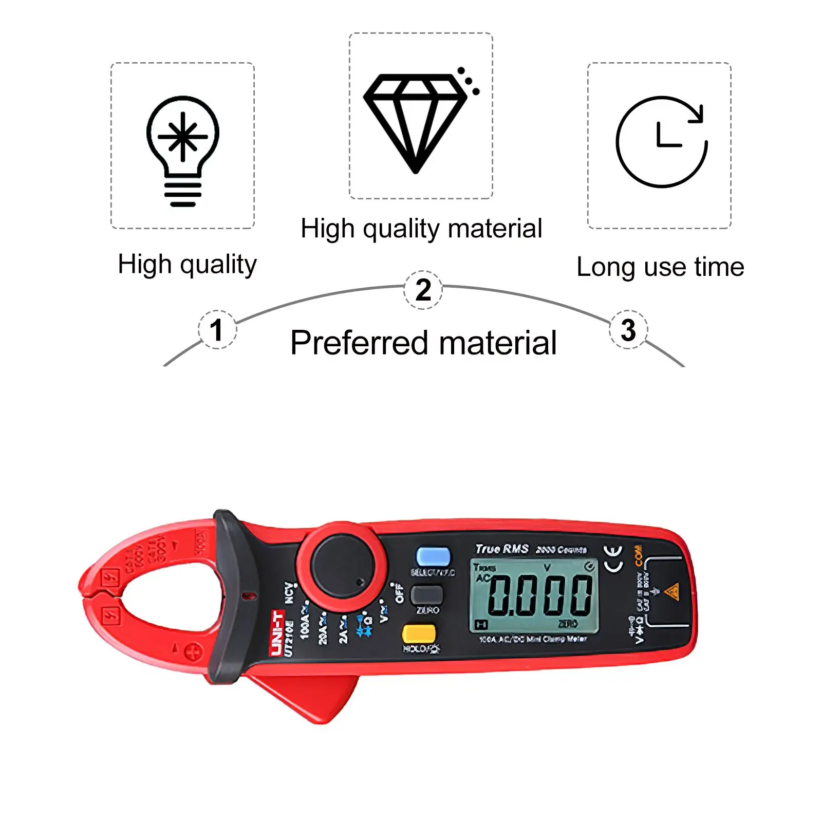 

UNI-T UT210E Clamp Meter Smart Multimeter Digital AC DC Current Voltage Resistance Continuity Measurement Tester With NCV