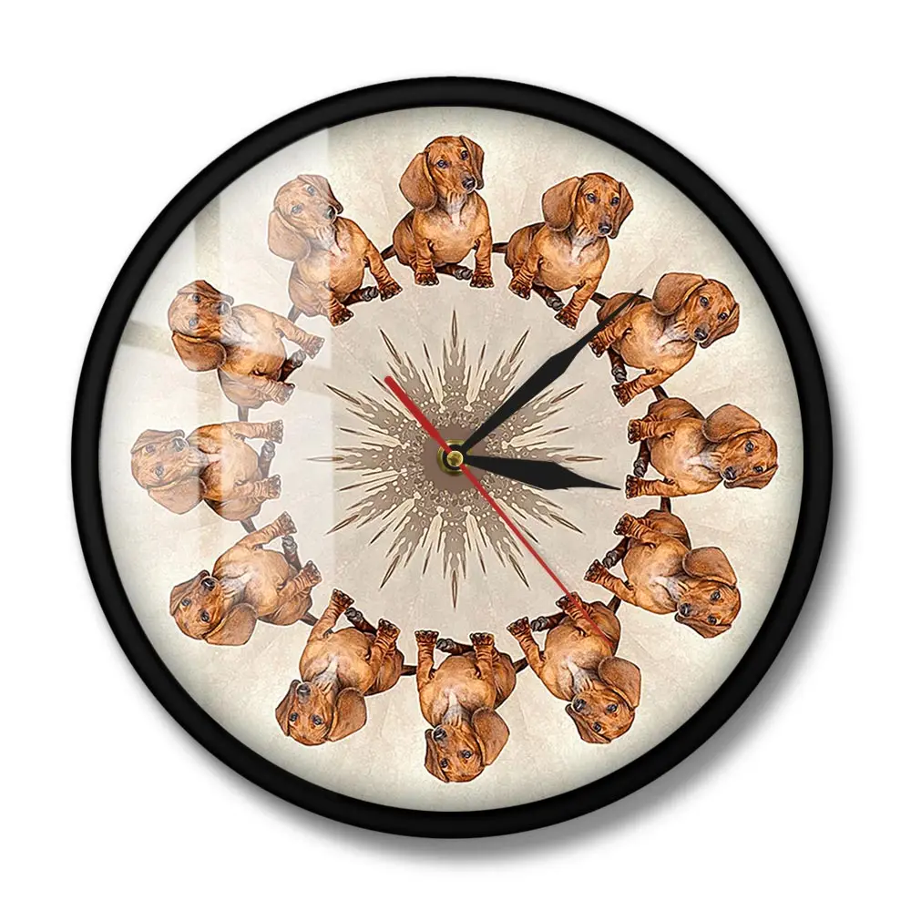 Настенные часы такса для щенков круглые современные настенные питомцев