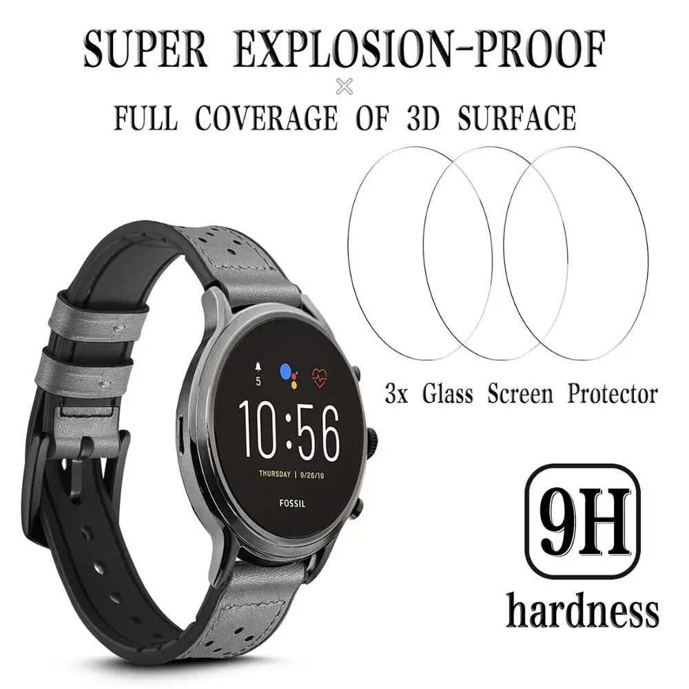 

3pcs Tempered Glass for Fossil Gen 5 Carlyle HR Q Explorist Venture HR Gen 4 Fitbit Versa 2018 Lite Edition Smartwatch Screen