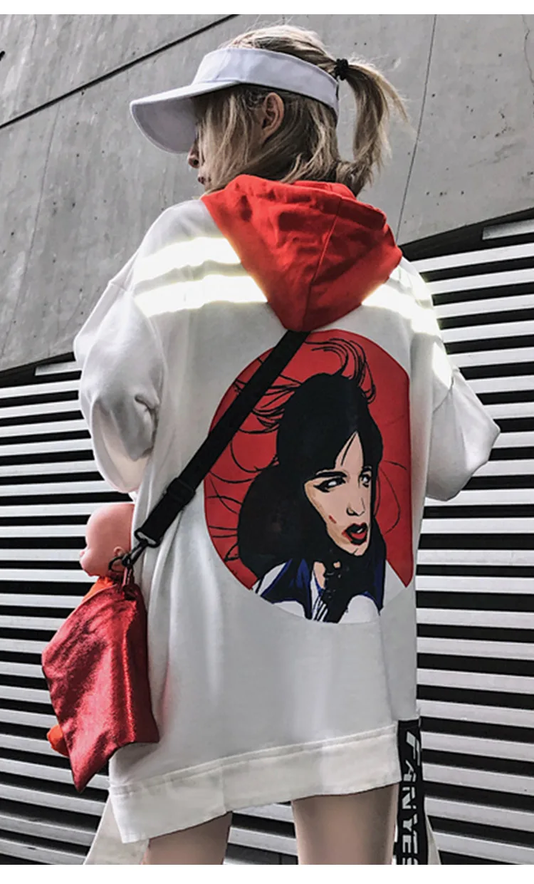 Aolamegs толстовки для мужчин крутые комиксы девушка печати пуловер Harajuku стиль толстовка с капюшоном высокий уличный пэчворк уличная пара