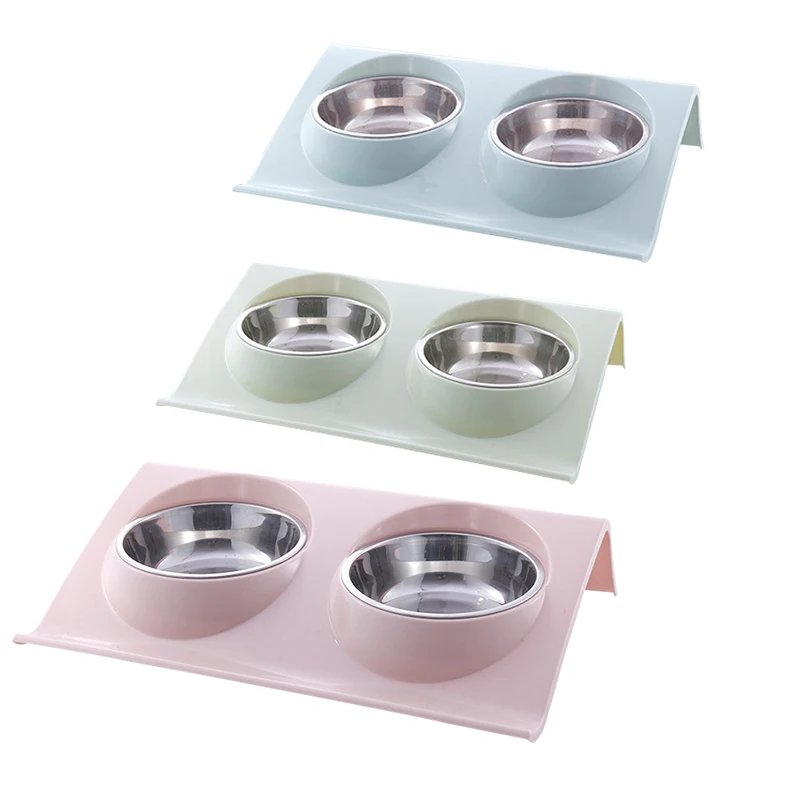 

Stainless Steel Double Bowls Food Anti Ants Water Dog Bowl Cat Feeder Cat Pet Bowl CNIM Hot
