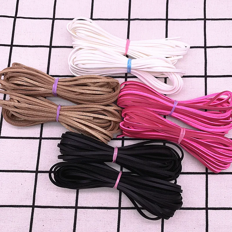 Плоский плетеный кожаный шнур из искусственной замши 3 мм 5 ярдов/партия