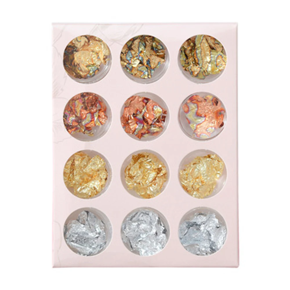 

1 Set Gold Silver Multi-color combination Nail Foil Flake Irregular DIY Design Aluminum Beauty Manicure Stickers Nail Decoration