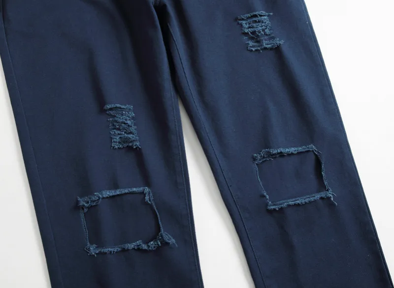 

Destroyed Hole Skinny Jeans Men Brand New Solid Color Mens Denim Pants Trousers Casual Slim Fit Pencil Pants Hip Hop Ripped Pant