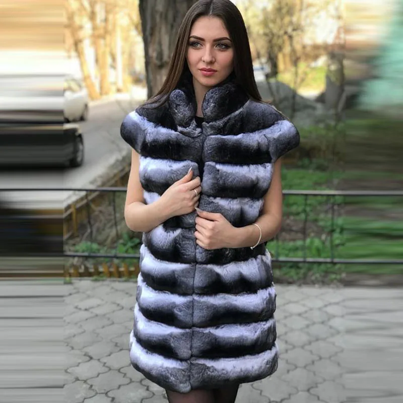 Хит, Женское пальто из натурального меха, воротник-стойка, куртка из кролика Рекс, полный мех, Шиншилла, цвет, зимнее толстое теплое Женское пальто