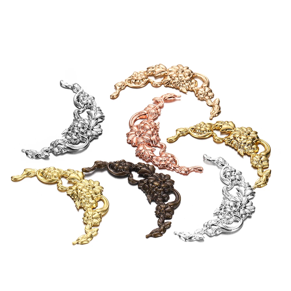 

50 Pcs/pack 40mm Copper Stamping Floating Flower Crescent Pendants Handmade Hairpin Hair Clip For DIY Jewelry Making Accessories